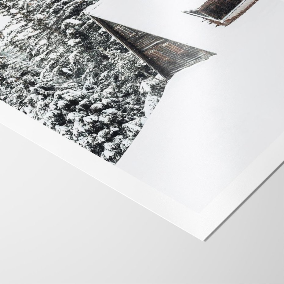 Plakat bez ramy 30x40 - Zimowy Urok - śnieg, domek w górach