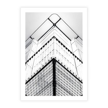 Plakat bez ramy 21x30 - Elegancja Współczesnej Architektury: Wieżowiec w Monochromii - nowoczesna architektura, czarno biała fotografia