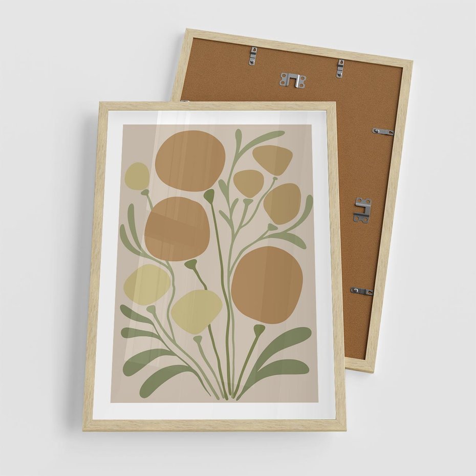 Plakat w ramie 50x70 - Uspokojenie Wśród Roślin - nowoczesny plakat, roślinność - rama drewno