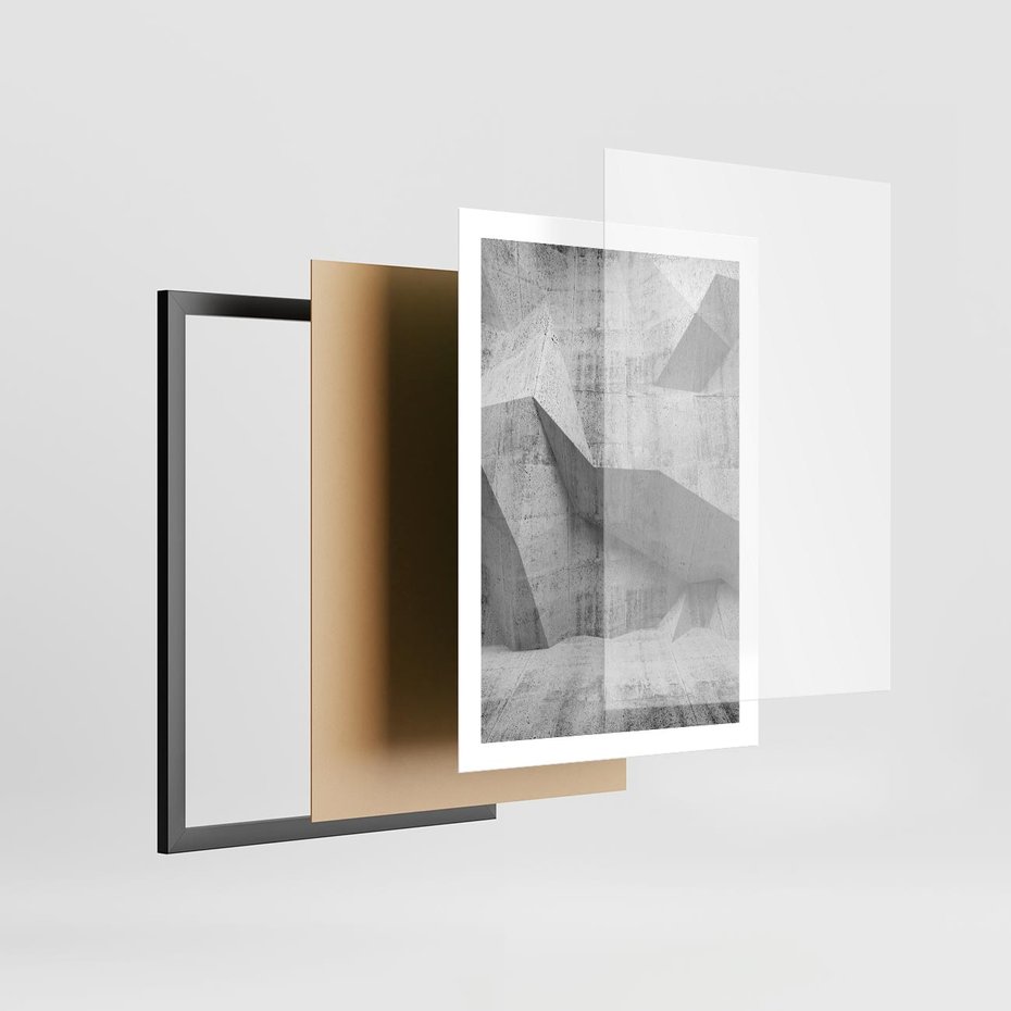 Plakat w ramie 50x70 - Geometryczna harmonia sztuki - geometria, sztuka - rama czarna