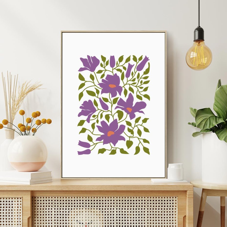 Obraz w ramie 50x70 - Rozmyte Granice - kwiaty, kompozycja - rama drewno