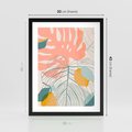 Plakat w ramie 30x40 - Sztuka Natury: Liście Monstery w Pastelach - nowoczesna grafika, pastelowe liście monstery - rama czarna