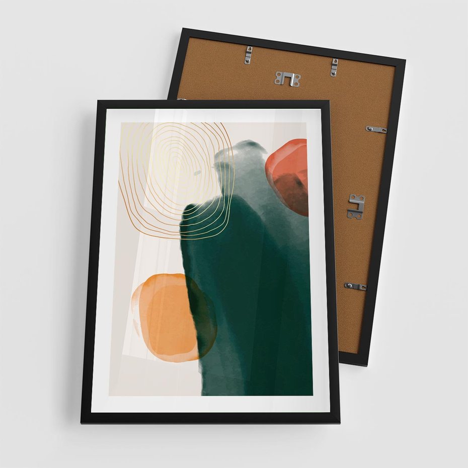 Plakat w ramie 50x70 - Modernistyczne Spektrum - abstrakcyjna granatowa plama, akwarela - rama czarna