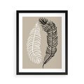 Plakat w ramie 40x50 - Spleciona Harmonia - sztuka nowoczesna, białe i czarne pióro - rama czarna