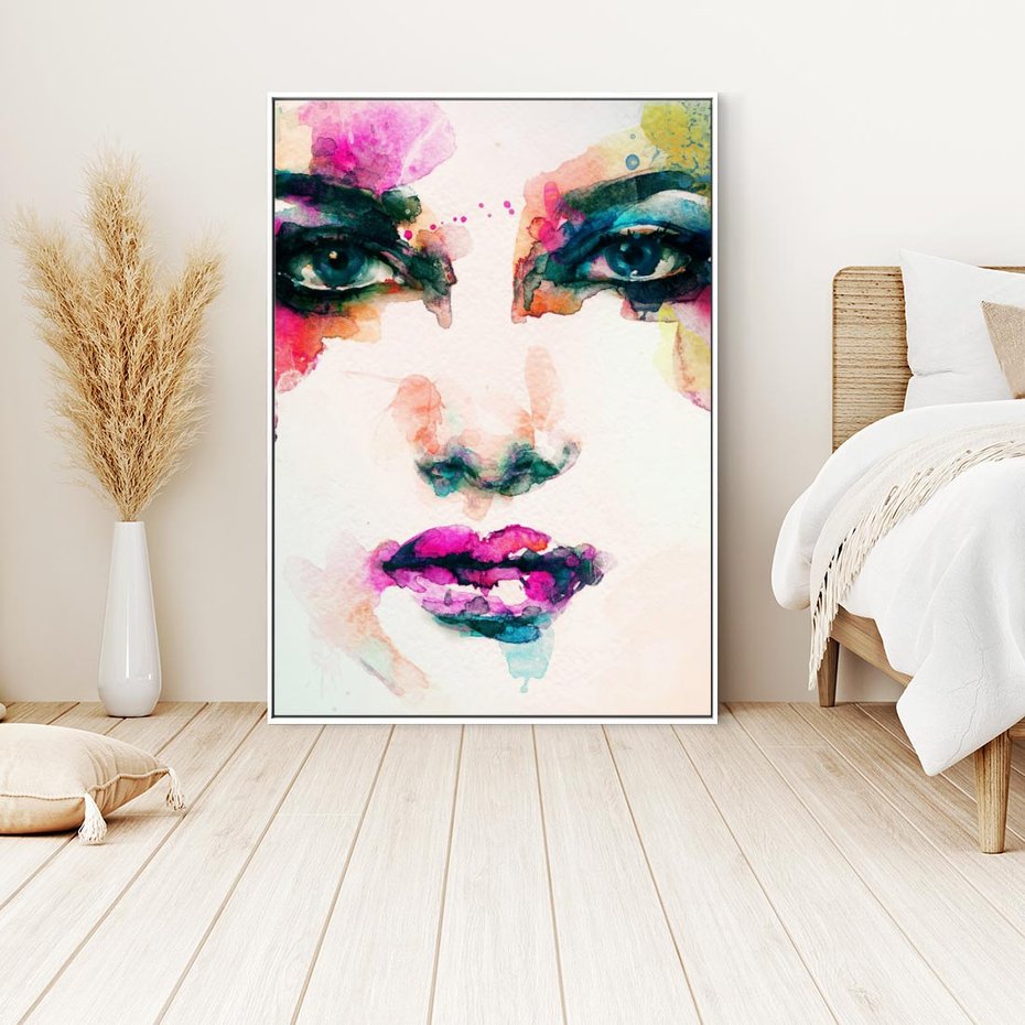 Obraz w ramie 50x70 - Kobieta Abstrakcja Twarz - kobieta, abstrakcja - rama biała