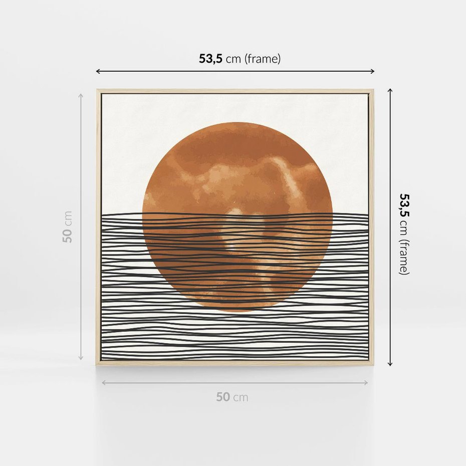 Obraz w ramie 50x50 - Okrąg Mocy - boho obraz, geometria - rama drewno