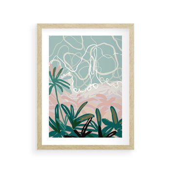 Plakat w ramie 30x40 - Rajski Stan - pastelowy krajobraz, nowoczesny plakat - rama drewno