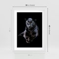 Plakat w ramie 30x40 - Czarna pantera: majestat i siła - czarna, pantera - rama biała