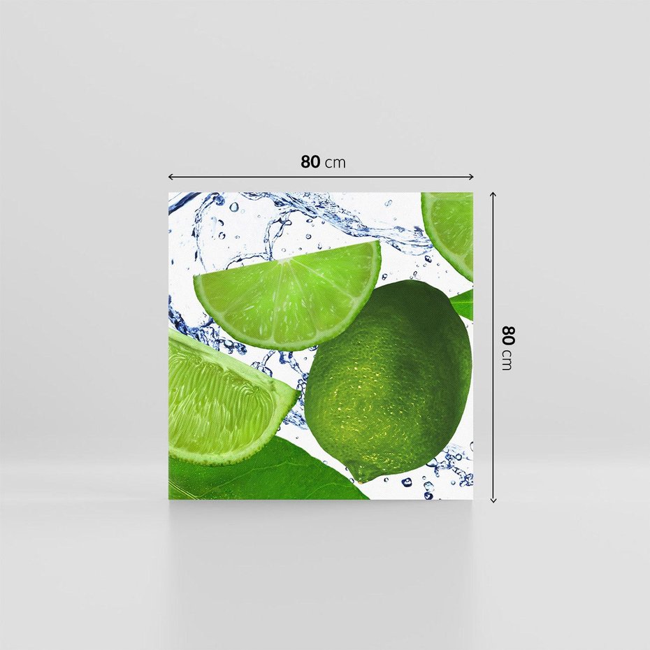 Obraz na płótnie 80x80 - Świeże limonki - limonki, woda