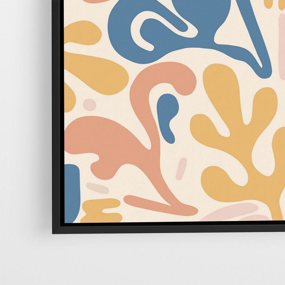 Obraz w ramie 50x70 - Symfonia Radosnych Barw - abstrakcyjne pastelowe formy, nowoczesna grafika w stylu boho - rama czarna