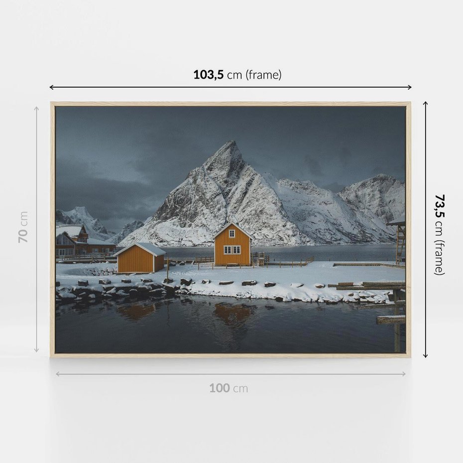 Obraz w ramie 100x70 - Minimalizm i Urok Natury - skandynawskie, domki - rama drewno
