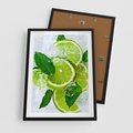 Plakat w ramie 50x70 - Ożywczy duet limonek i cytryn - limonki, cytryny - rama czarna