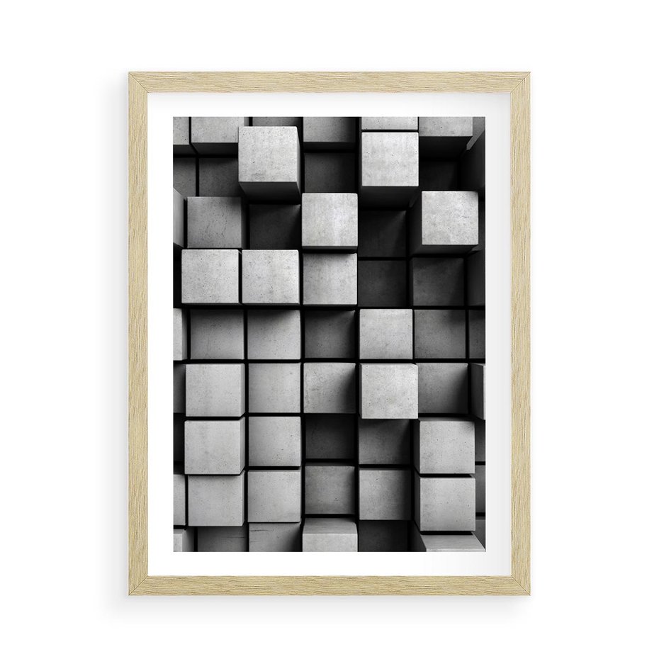 Plakat w ramie 50x70 - Geometryczne Elegancje - nowoczesny, geometryczny - rama drewno