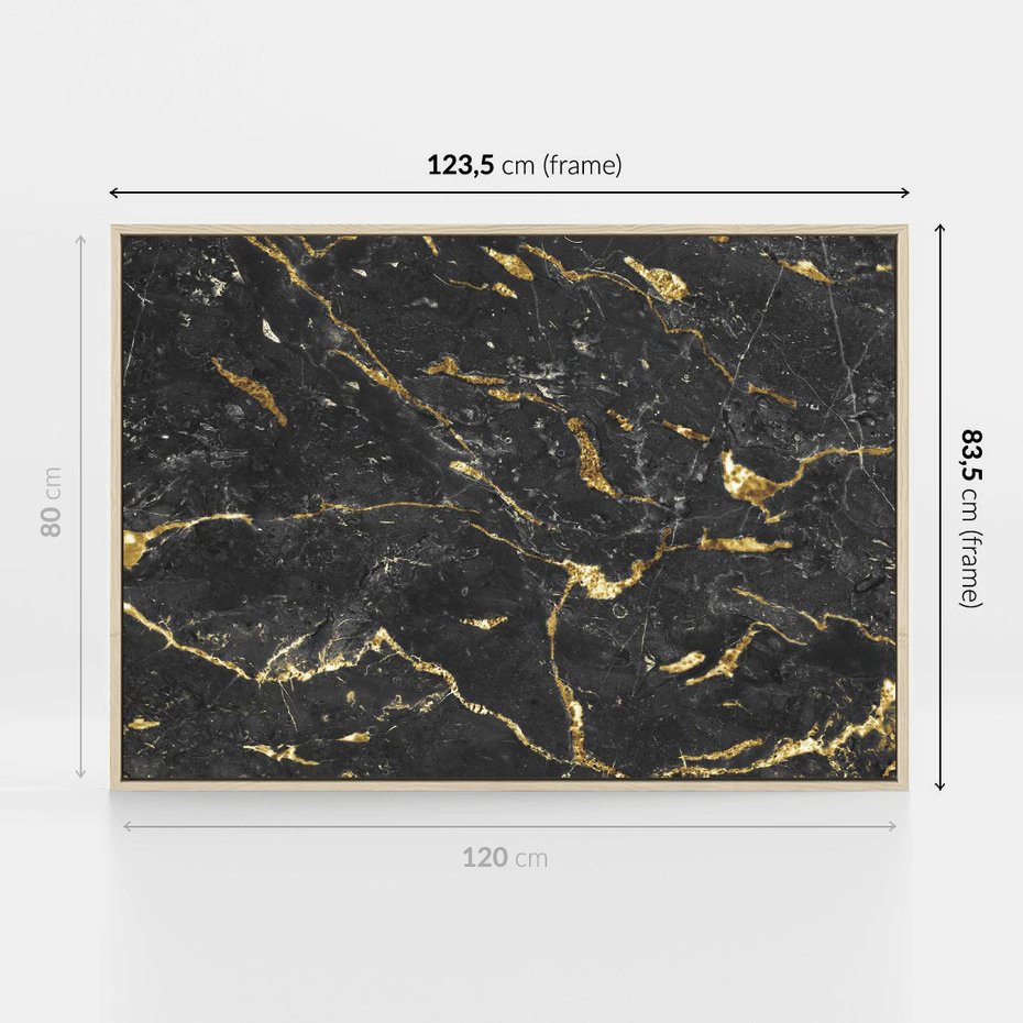 Obraz w ramie 120x80 - Egzotyczny Blask - marmur, złoto - rama drewno
