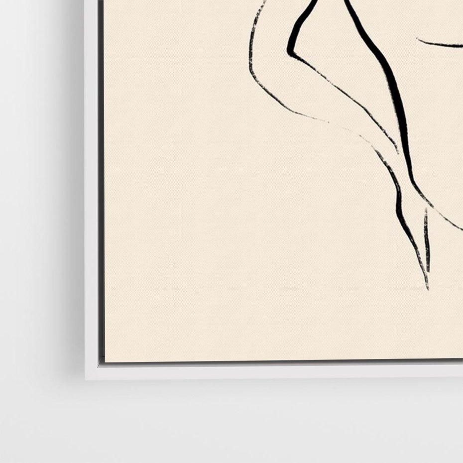 Obraz w ramie 100x70 - Piękno w Minimalizmie - abstrakcyjny rysunek, minimalistyczna kreska - rama biała