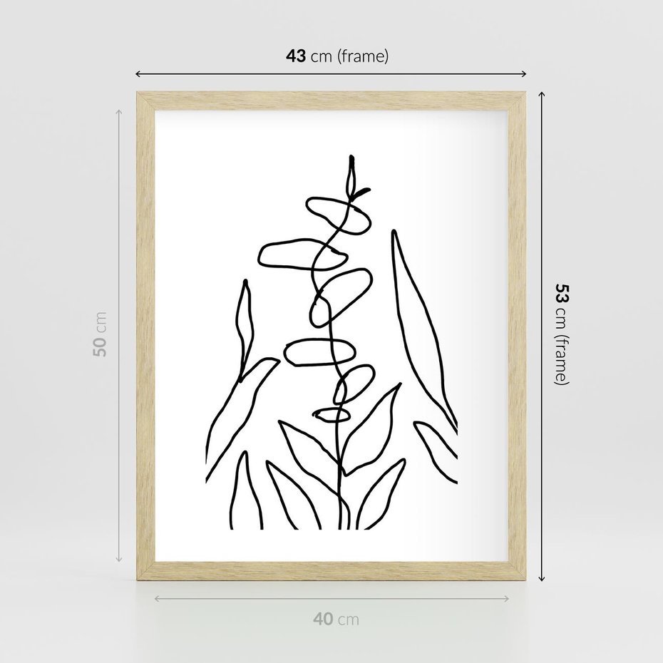 Plakat w ramie 40x50 - Konturem Naznaczone - mroczna sztuka, minimalizm - rama drewno