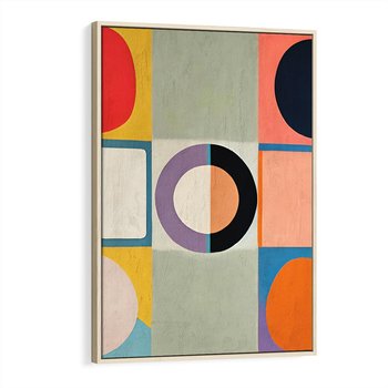 Obraz w ramie 80x120 - Taniec Kształtów Emocji - abstrakcyjne geometryczne kształty, olejny obraz - rama drewno