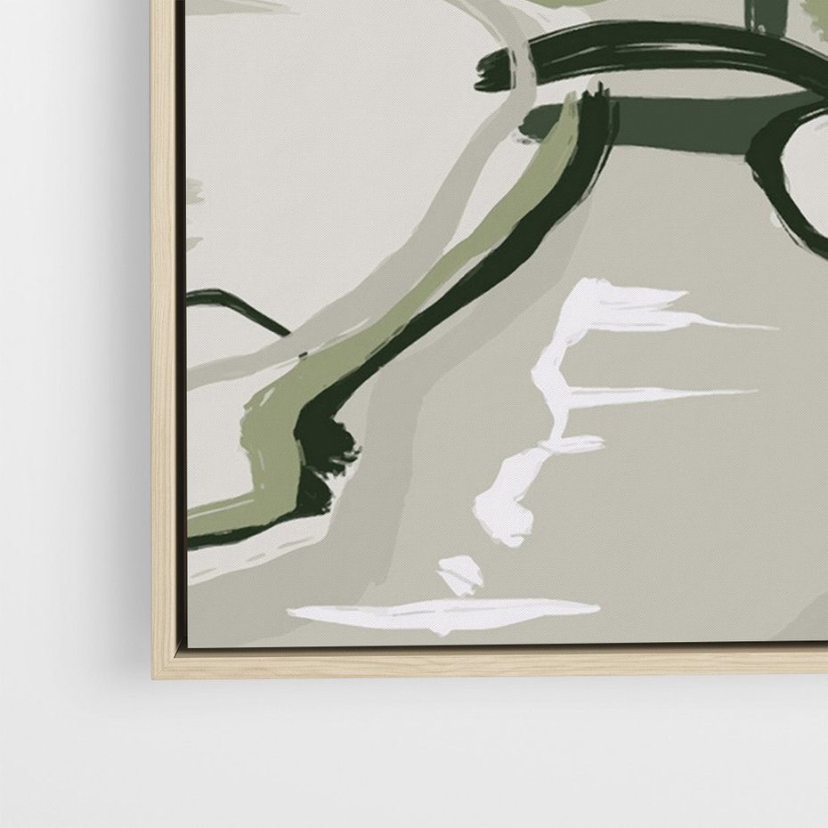 Obraz w ramie 50x70 - Leśny Zakątek - pastelowy krajobraz, nowoczesny plakat - rama drewno