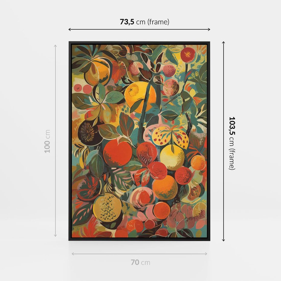 Obraz w ramie 70x100 - Księga Surrealnych Wyobrażeń - abstrakcyjny obraz owoców, jak picasso - rama czarna