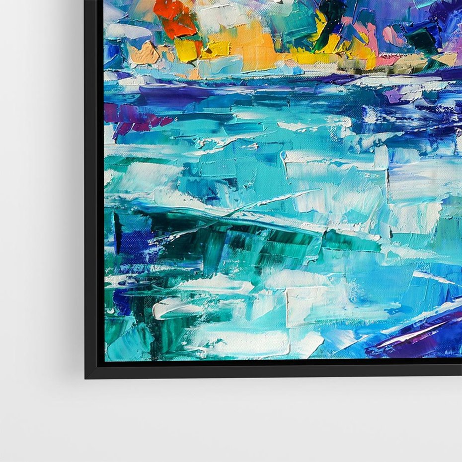 Obraz w ramie 50x50 - Mistyka Górskich Marzeń - abstrakcja, pejzaż gór - rama czarna