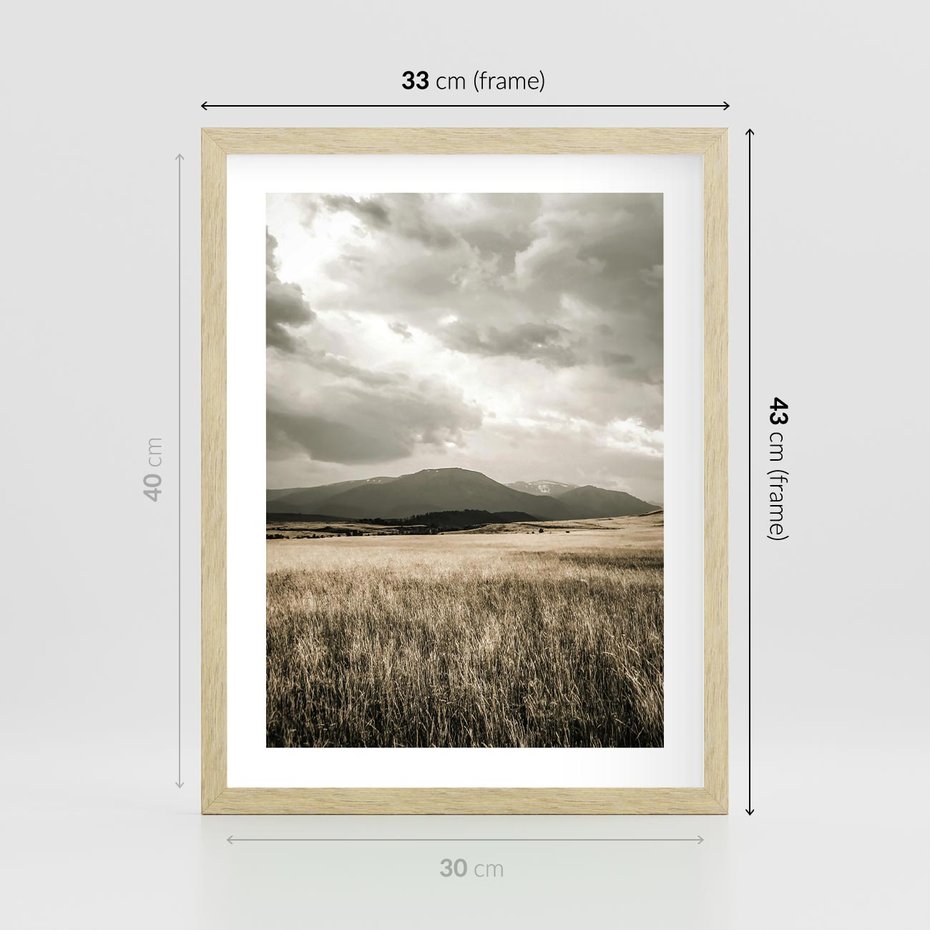 Plakat w ramie 30x40 - Nostalgiczny Krajobraz - pole, krajobraz - rama drewno