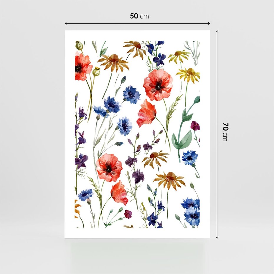 Plakat bez ramy 50x70 - Kwiatowe radości na łące - kwiaty, łączka