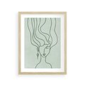 Plakat w ramie 30x40 - Spokojne Objęcia Natury - abstrakcja, zielony szkic - rama drewno