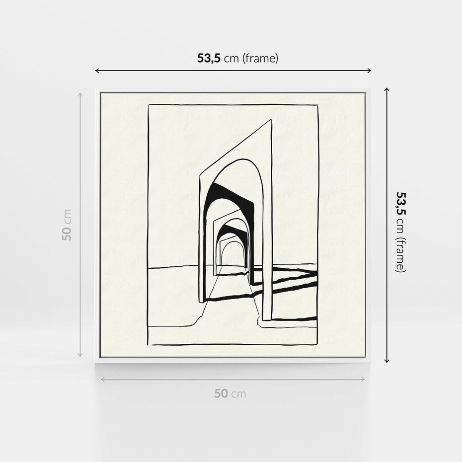 Obraz w ramie 50x50 - Poezja światła i cienia - nowoczesna sztuka, minimalistyczny styl - rama biała
