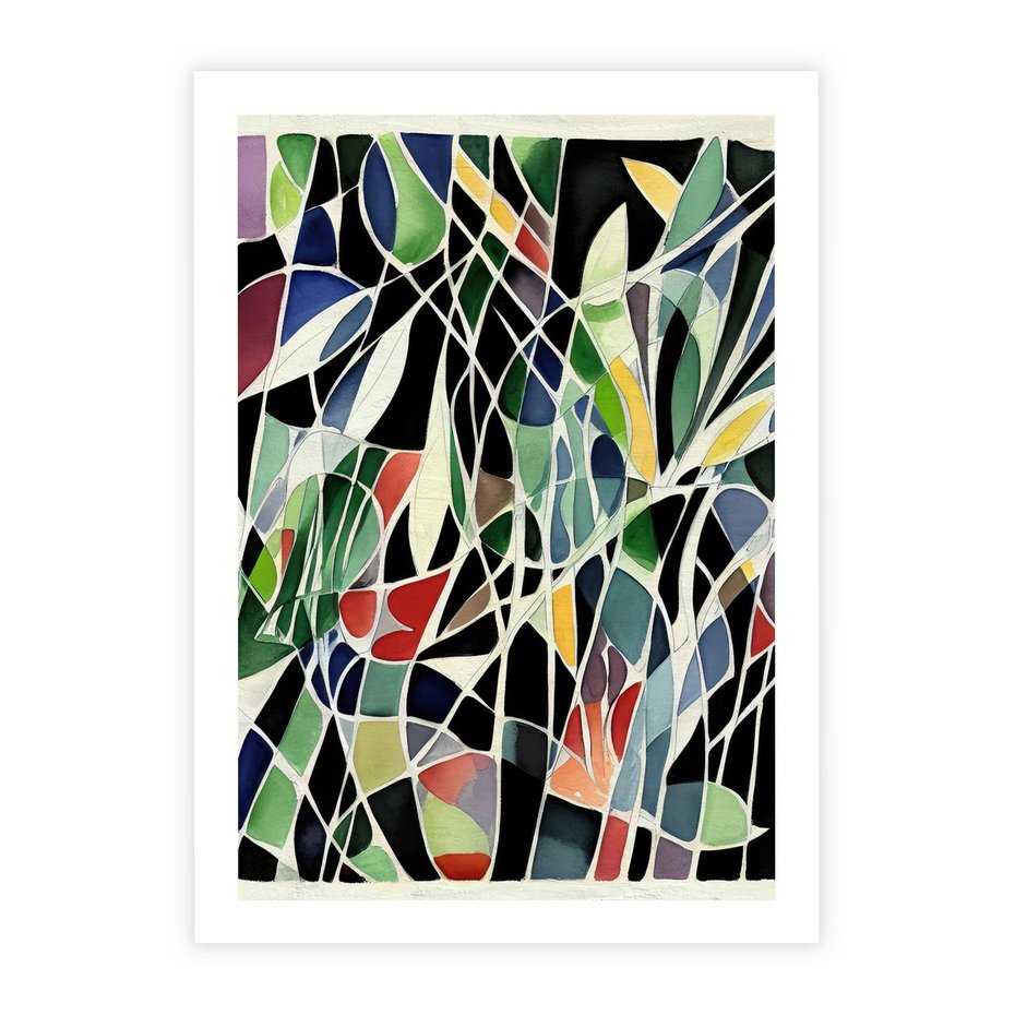 Plakat bez ramy 30x40 - Taniec Plam i Kształtów - abstrakcyjny akwarelowy obraz, plamy