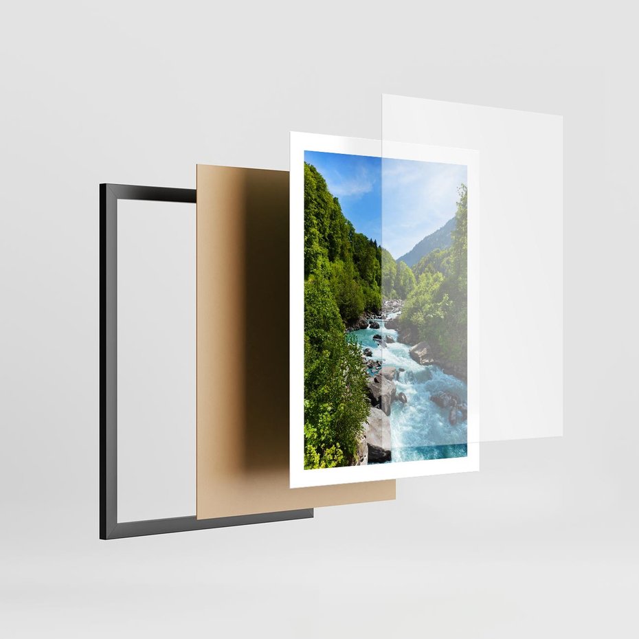 Plakat w ramie 50x70 - Górski strumyk - strumyk, góry - rama czarna