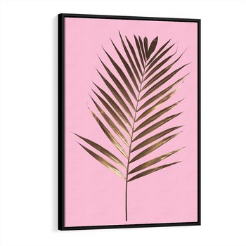 Obraz w ramie 50x70 - Promienie złotej palmy - złota, palma - rama czarna