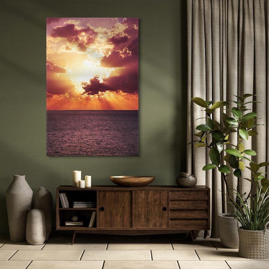 Obraz na płótnie 70x100 - Słońce i chmury nad morzem - słońce, chmury