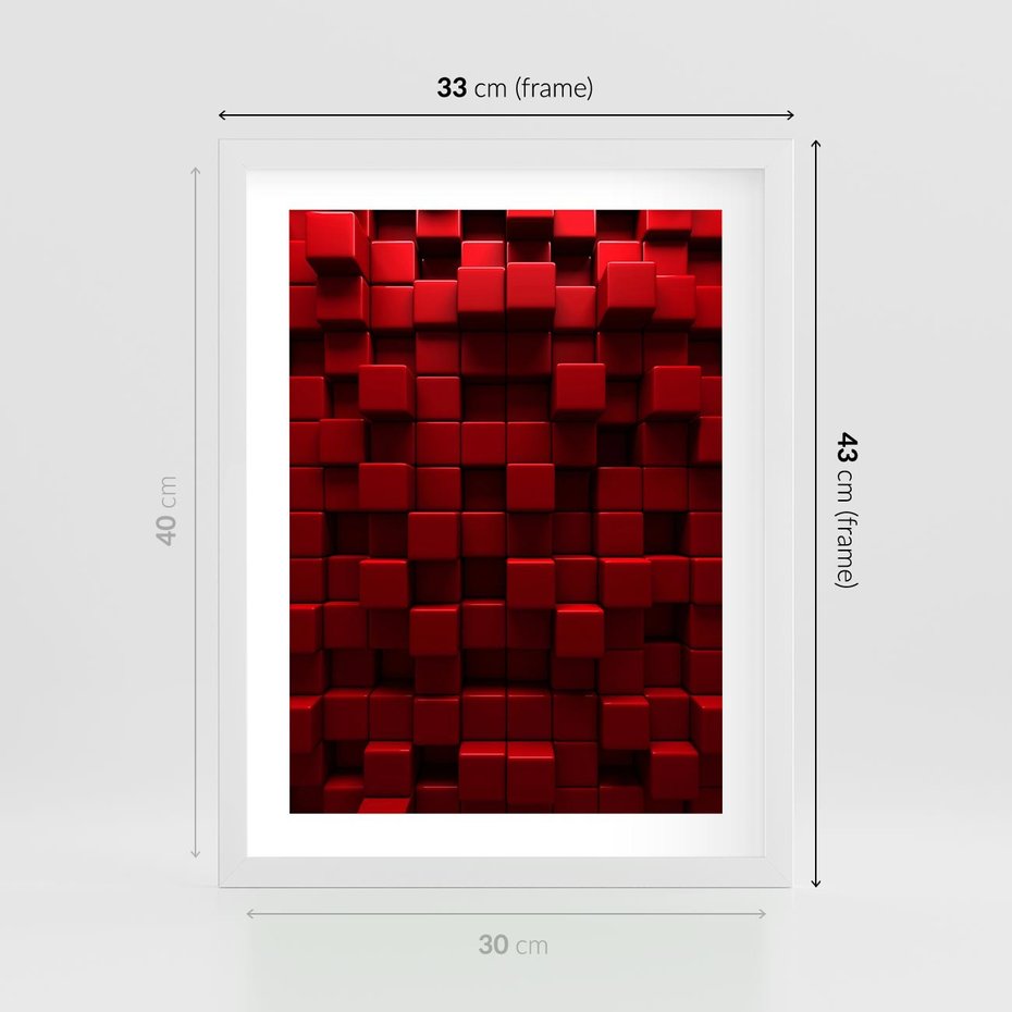 Plakat w ramie 30x40 - Geometryczne 3D: wizja przestrzeni - geometryczne, 3D - rama biała