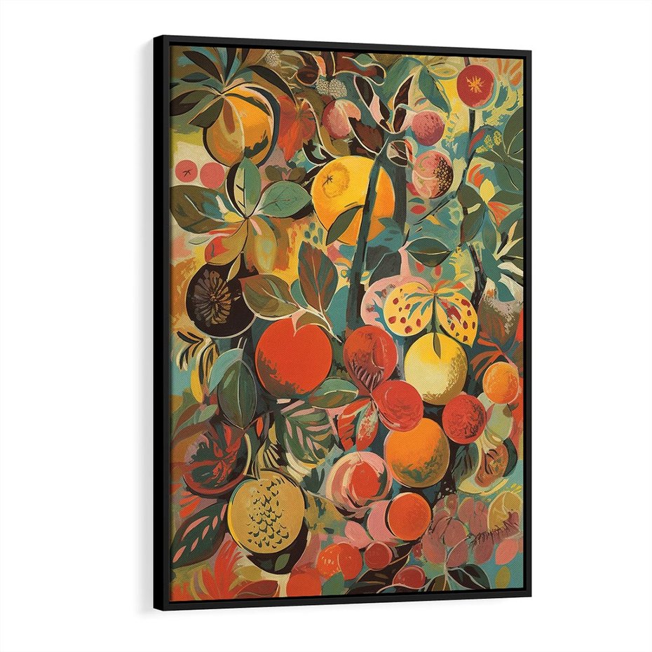 Obraz w ramie 70x100 - Księga Surrealnych Wyobrażeń - abstrakcyjny obraz owoców, jak picasso - rama czarna