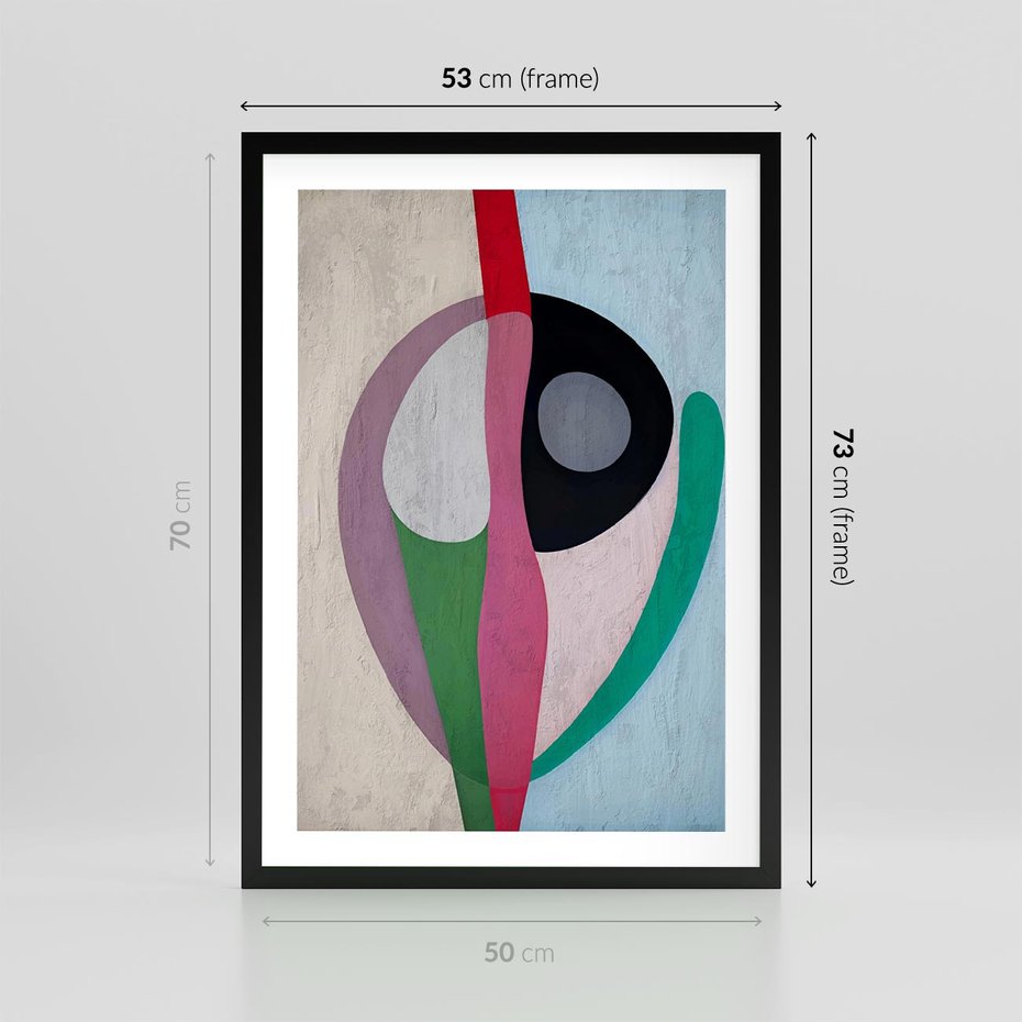 Plakat w ramie 50x70 - Wibracje Kolorów Marzeń - abstrakcyjne dziwne kształty, olejny obraz - rama czarna