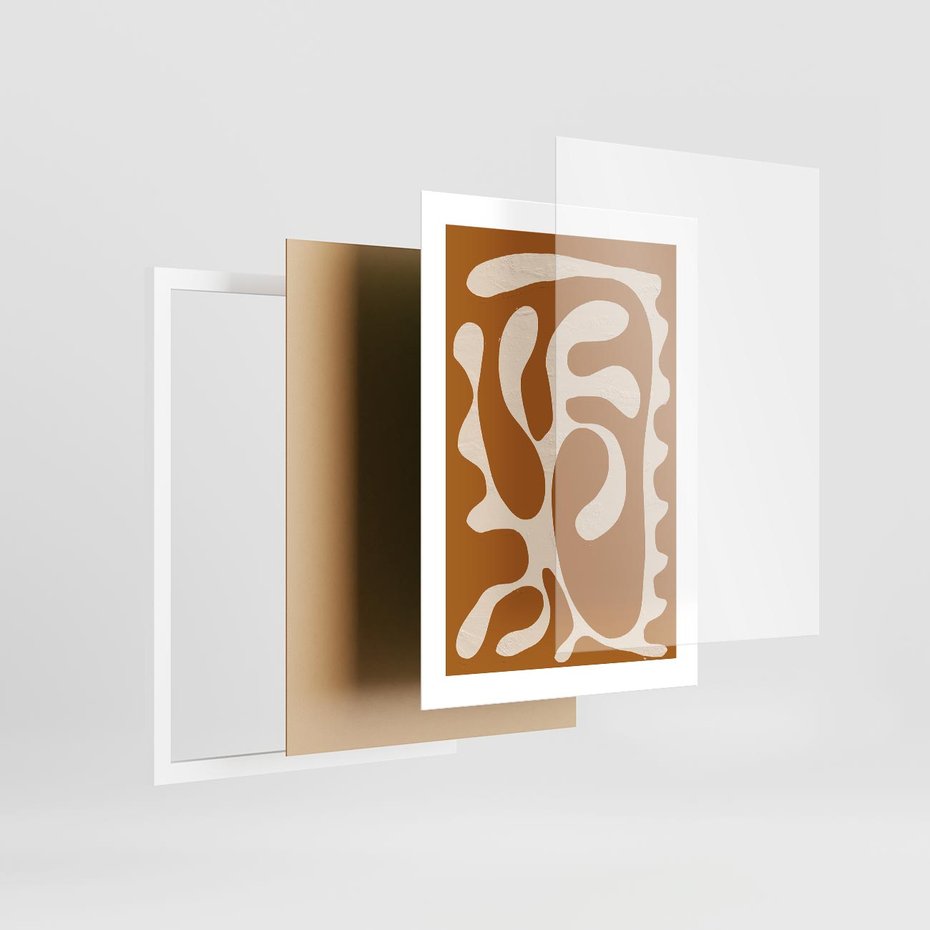 Plakat w ramie 30x40 - Wnętrza Akwarelowej Wyobraźni - abstrakcyjny obraz, plakat - rama biała