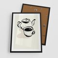 Plakat w ramie 50x70 - Kawa w Minimalistycznym Szkicu - grafika, szkic - rama czarna