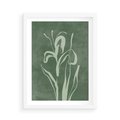 Plakat w ramie 50x70 - Zielony Oddech - zielona abstrakcja, zgaszona zieleń - rama biała
