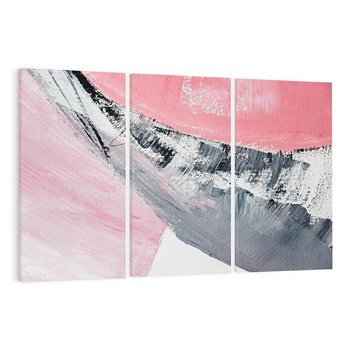 Obraz na płótnie 120x80 - Kontrastujący Ruch Emocji - abstrakcyjne pasy farby, kolory róż szary czarny