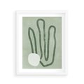 Plakat w ramie 40x50 - Spokojne Kształty Natury - zielona abstrakcja, zgaszona zieleń - rama biała