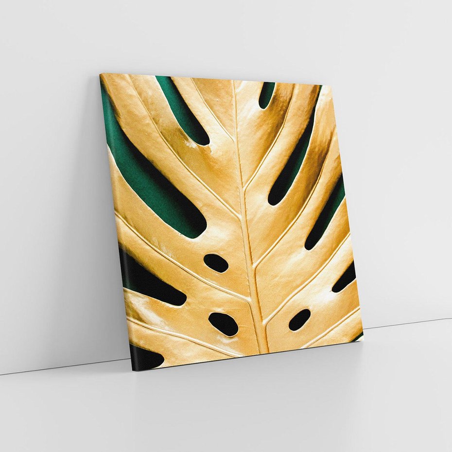 Obraz na płótnie 70x70 - Piękno i Styl - złote, liście