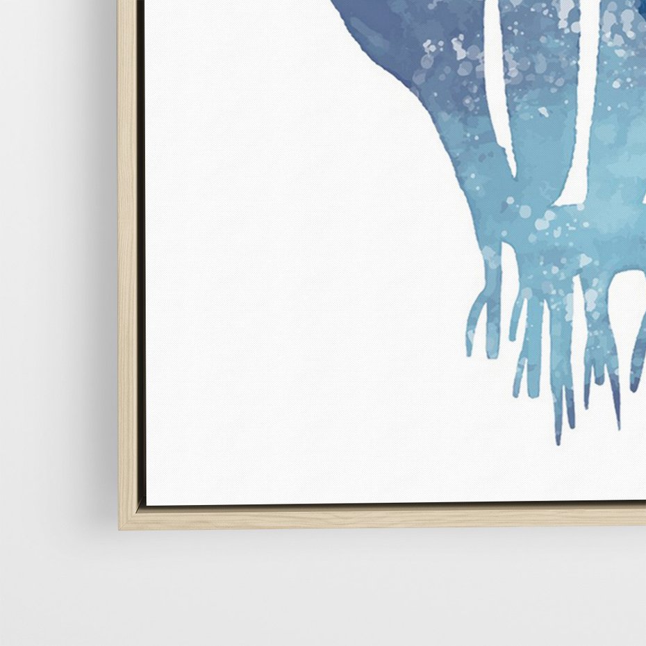 Obraz w ramie 70x100 - Akwarelowy Błękit - pastelowy, abstrakcyjny plakat - rama drewno