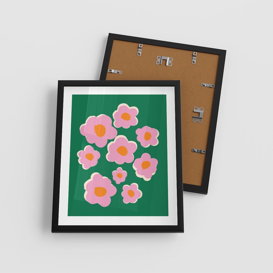 Plakat w ramie 40x50 - Przenikające Refleksje - abstrakcyjny plakat, boho styl - rama czarna