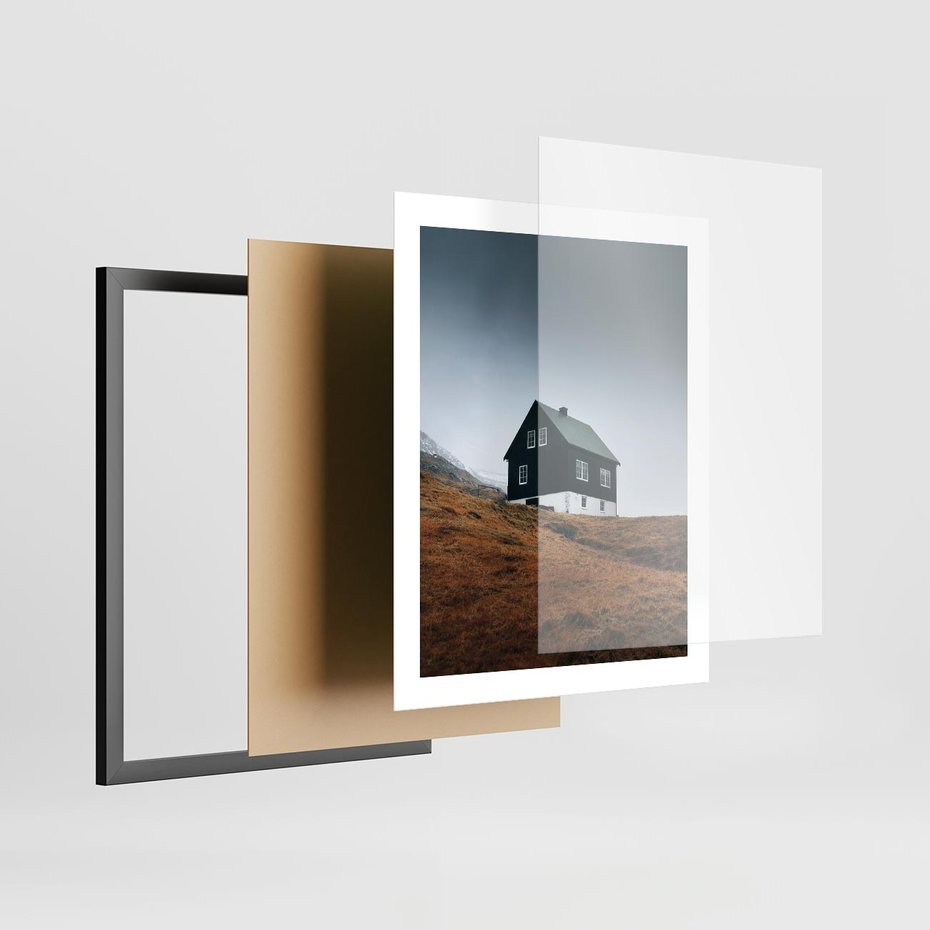 Plakat w ramie 40x50 - Ciepło i Przytulność - skandynawski, domek - rama czarna
