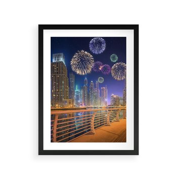 Plakat w ramie 30x40 - Fajerwerki Nowego Roku - nowy rok, fajerwerki - rama czarna