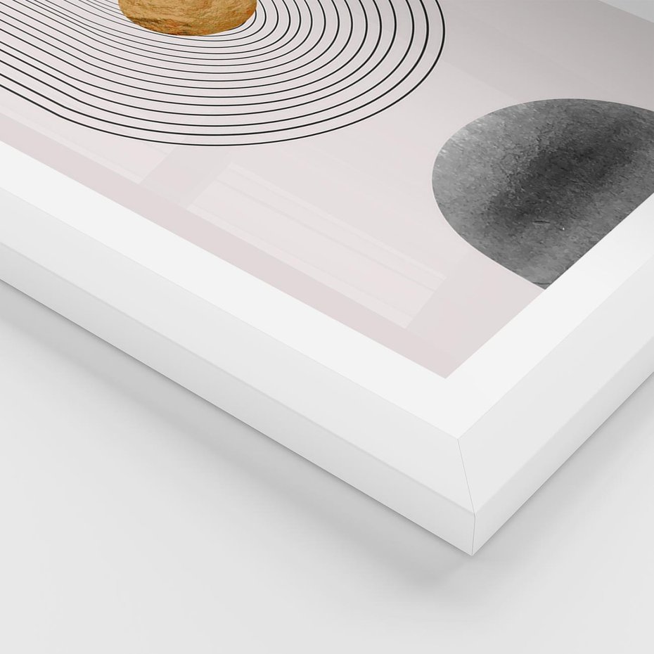 Plakat w ramie 40x50 - Geometryczny Blask - nowoczesna grafika, geometria - rama biała