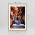 Plakat w ramie 50x70 - Tajemniczy świat jaskini i wodospadu - jaskinia, wodospad - rama drewno