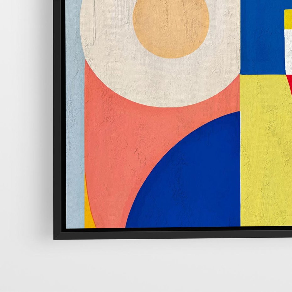 Obraz w ramie 50x50 - Harmonia Kolorowych Impulsów - abstrakcyjne geometryczne kształty, olejny obraz - rama czarna