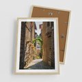 Plakat w ramie 50x70 - Włoska uliczka w perspektywie - Włochy, uliczka - rama drewno