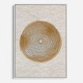 Obraz w ramie 50x70 - Zapisane w promieniach słońca - beżowe strukturalne tło, koła - rama biała